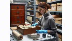 Climate controlled norwegian room storing antiques in acid free boxes with monitoring